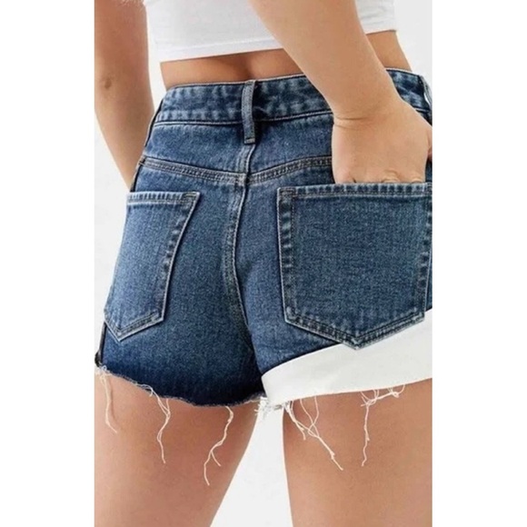 Pacsun High Rise Festival Patchwork Raw Hem Denim Shorts - Picture 1 of 5